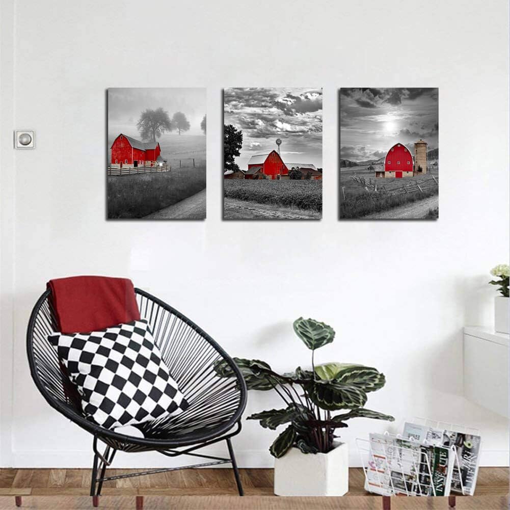 Flаѕh Dеаlѕ - 50% оƒƒ Canvas Wall Art for Bedroom Bathroom Black and White Country Rustic Farm Red Cabin Canvas Wall Decor Picture Artwork Framed Ready to Hang for Living Room Home Wall Decoration Size 16x24x3 Piece a Set Exсluѕіvе Dіѕсоunt 70% Prісе Canvas Wall Art for Bedroom Bathroom Black and White Country Rustic Farm Red Cabin Canvas Wall Decor Picture Artwork Framed Ready to Hang for Living Room Home Wall Decoration Size 16x24x3 Piece a Set