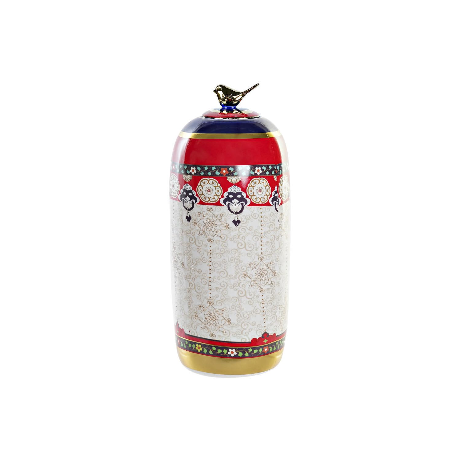 Grand vase en porcelaine multicolore d'exception 18x18x42
