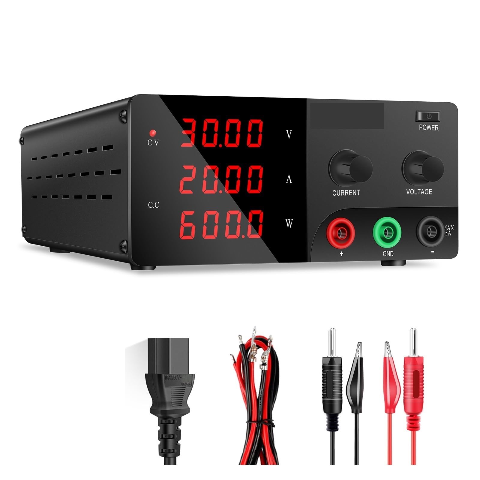 Fuente de alimentación de CC, Fuente De Alimentación Banco Laboratorio, 30V, 30A, 20A, 60V, 10A, 900W, CC Regulada Digital Ajustable, Voltaje Variable(30V 20A R-SPS3020)