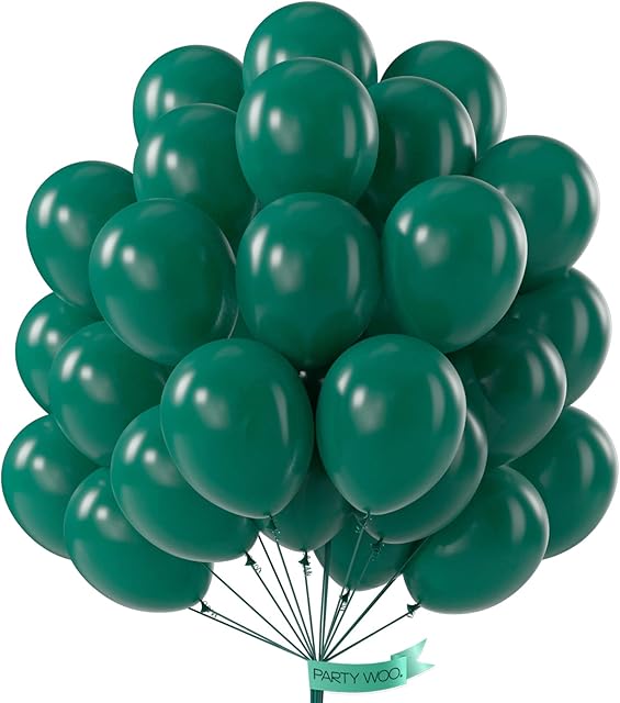 PartyWoo Retro Green Balloons, 50 pcs 12 Inch Verdant Green Balloons, Dark Green Balloons for Balloon Garland or Balloon Arch as Birthday Decorations, Wedding Decorations, Baby Shower Decorations