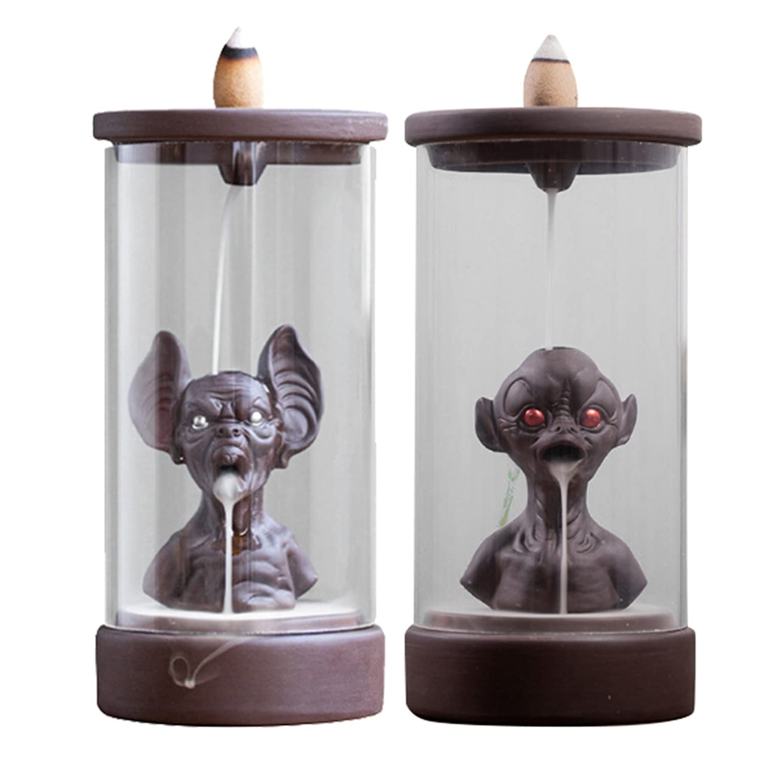 Porte-encens à refoulement coupe-vent avec cloche de protection amovible