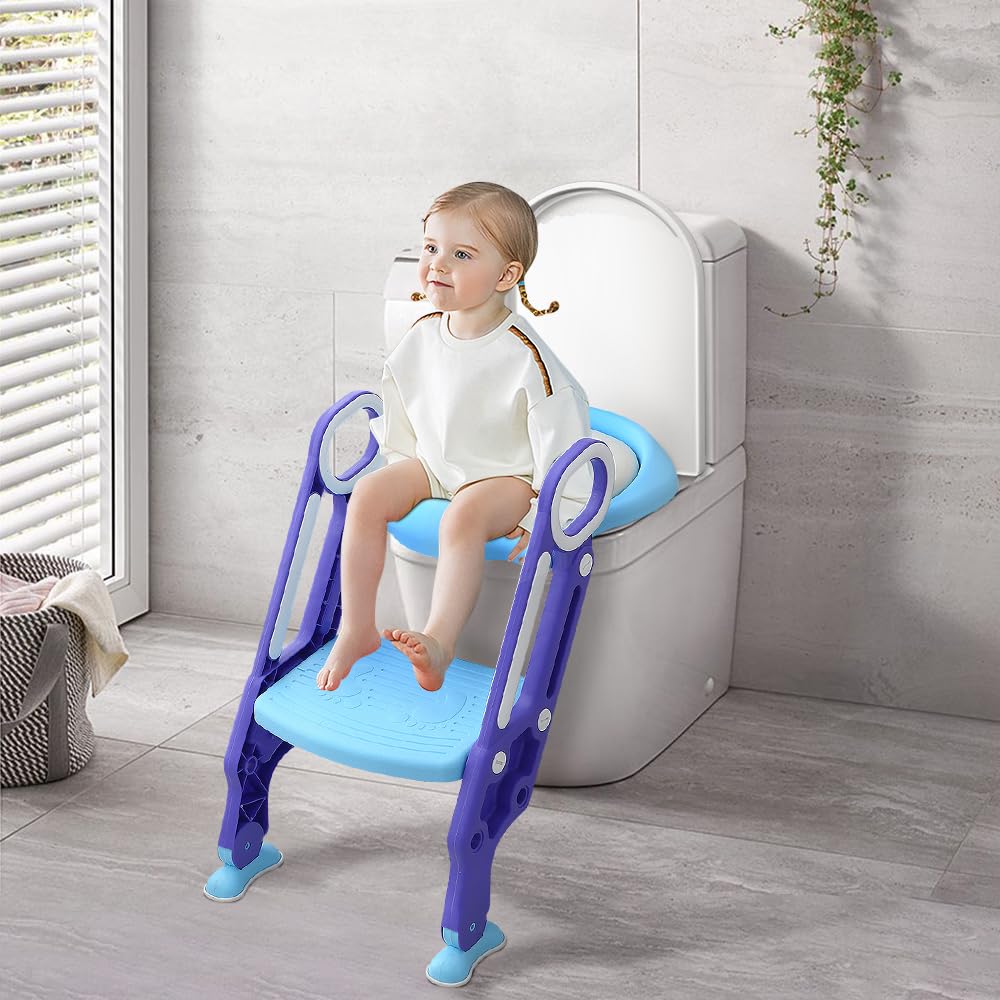 Homewell Riduttore WC per bambini con gradini, 2 in 1, rialzo WC per bambini per ragazzi e ragazze, sgabello per scale, sedile WC antiscivolo scala riduttore