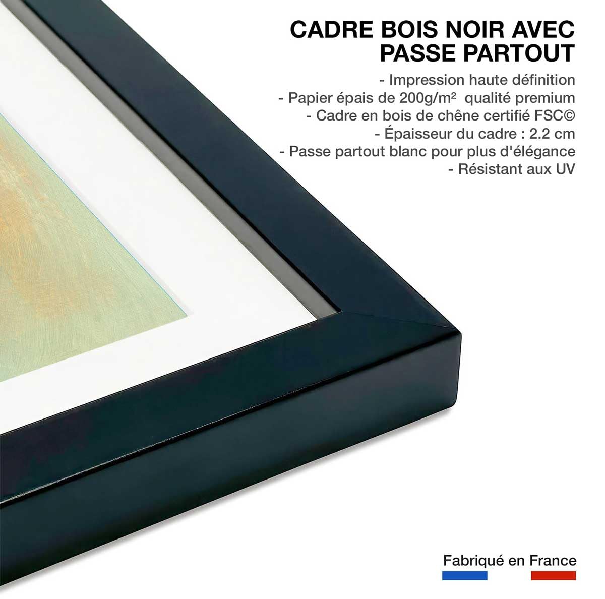Poster Orange Blush - Made in France - Affiche sous Cadre Noir 45x30