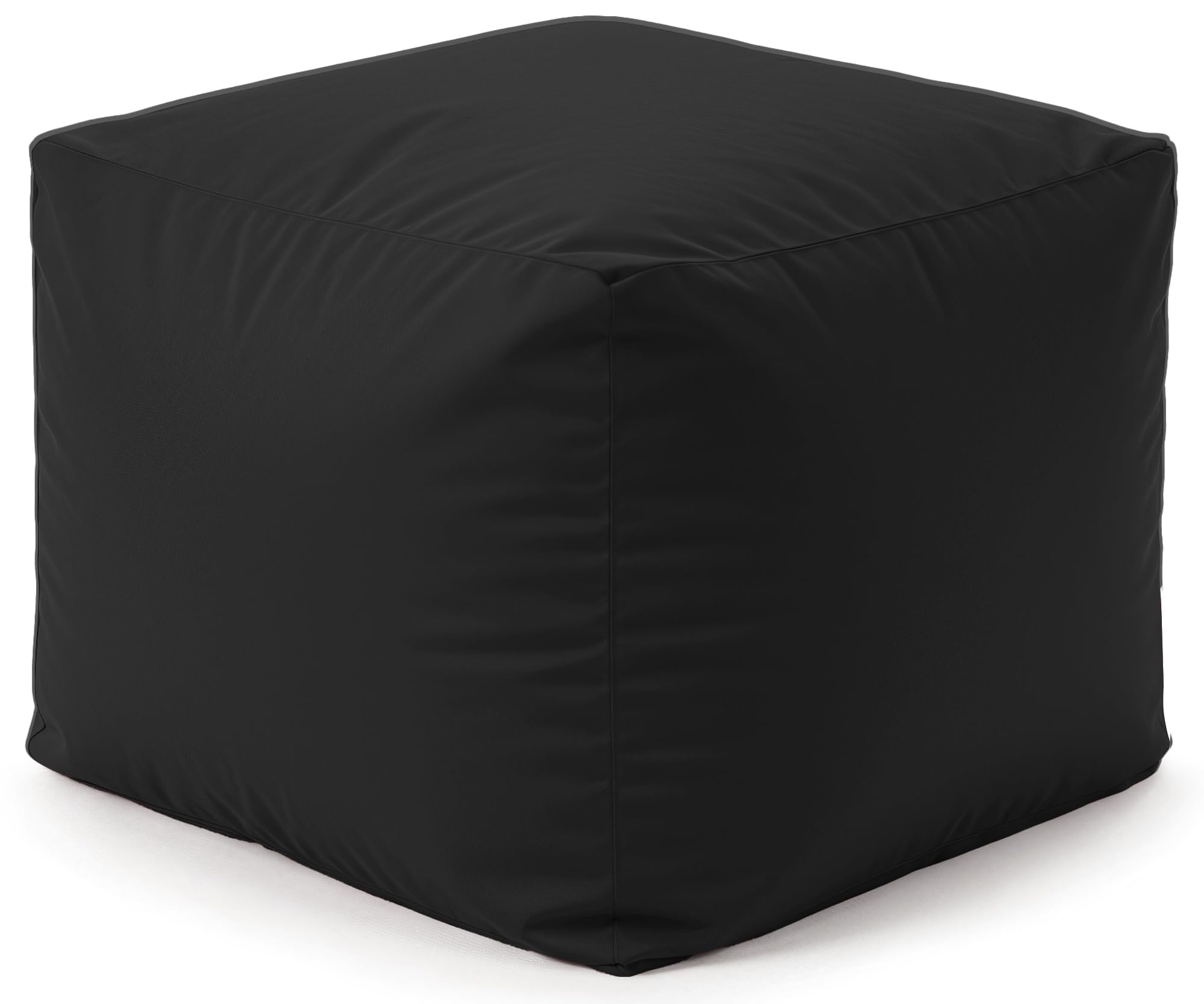 Water-Resistant Bean Bag Cube Footstool Pouffe for Indoor/Outdoor Use – Home or Garden Extra Seating – Manufactured in the UK – Square 40x40cm Ottoman Foot Rest Stool (Black)