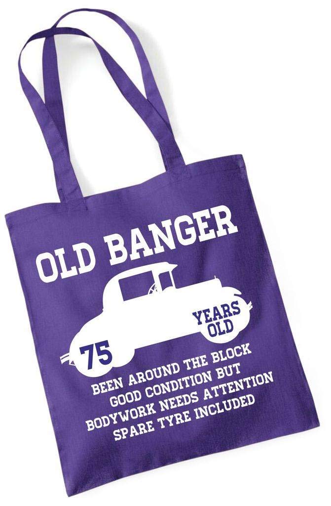 75th Birthday Gift Present Tote Shopping Cotton Bag For Life Old Banger style 1