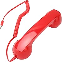 Vista 2 de Jiawu Auricular de teléfono retro vintage, receptor de teléfono celular, micrófono con altavoz para teléfono celular, teléfono inteligente