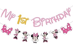 Baby Minnie Mouse 1st Birthday Banner for Kids Pink