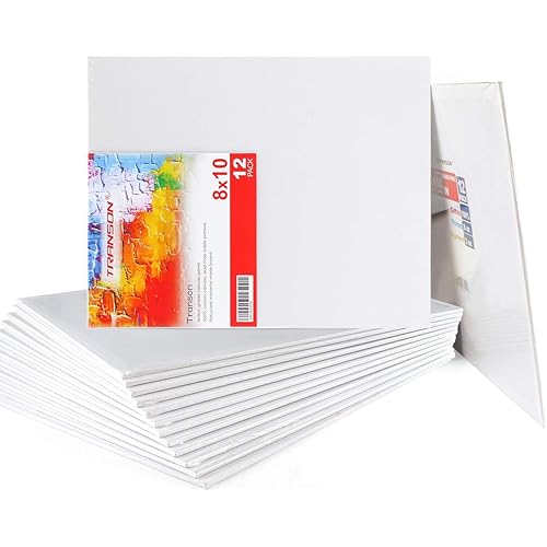 Transon 8x10 Artist Canvas for Painting MDF Board Painting Canvas No Warping 12Pack Acid-Free Primed