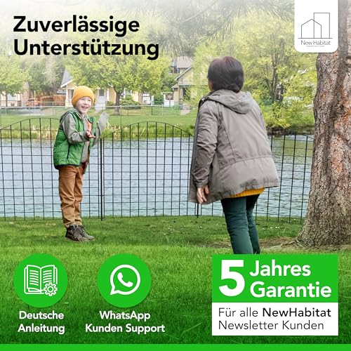 NewHabitat | 10x Teichzaun Steckzaun aus Metall, Grün, 78cm - Erweiterbares Zaunset für Garten, Teich, Pool und Tiergehege