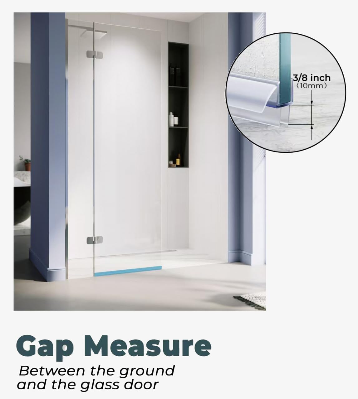 2PCS Shower Door Bottom Seal for Frameless Doors 10MM, 3/8" x 39", Clear Vinyl Shower Door Seal Strip Sweep, Leak-Proof Water Barrier