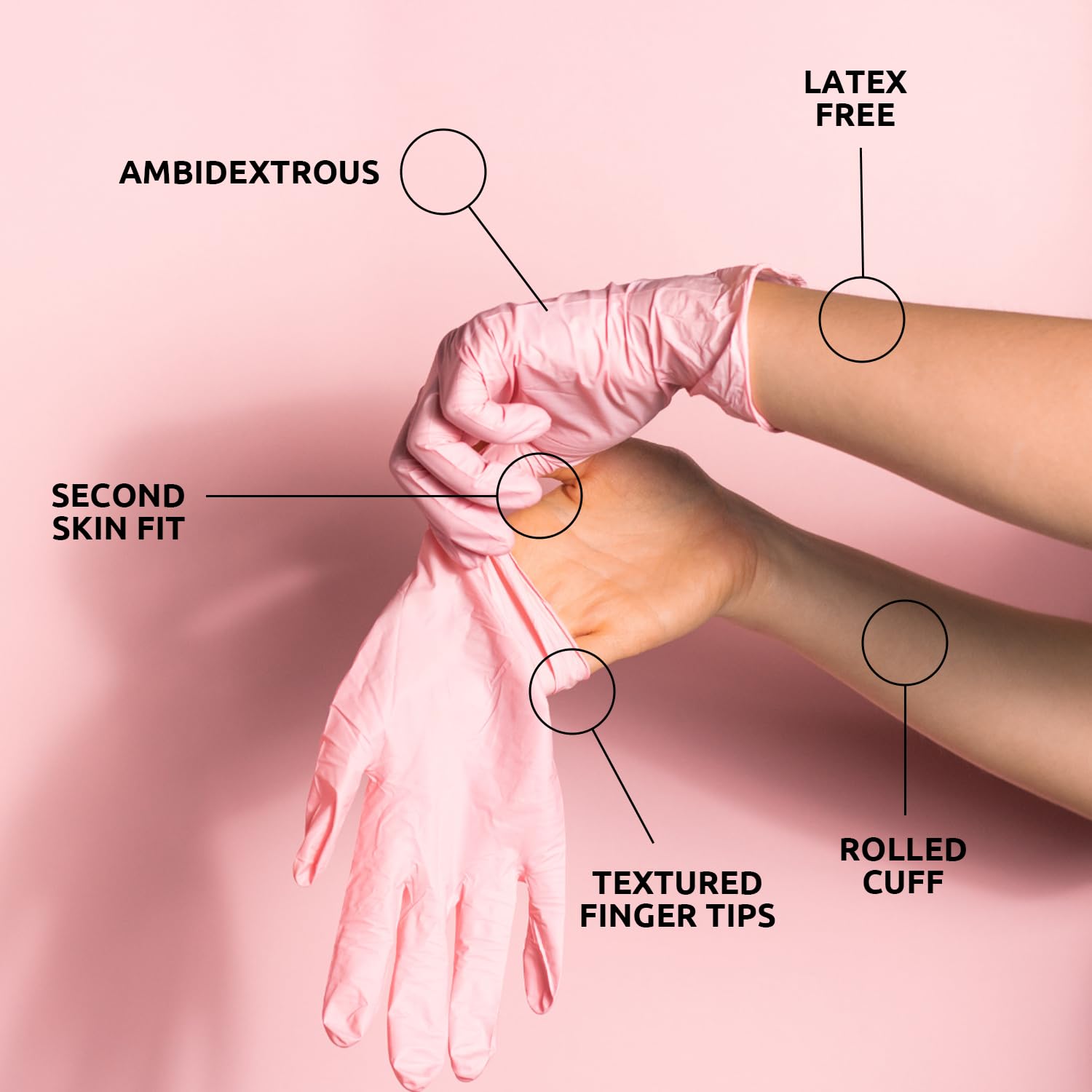 SoftTouch™ BLUSH Pink Nitrile Disposable Gloves 4 Mil | Latex-Free, Powder-Free, Medical, Salon, Tattoo, Cleaning, Kitchen Use (100, Small)