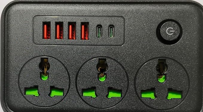 Image of Long Cord Extension Board Universal Extension Socket Surge Protector Desk Charging Station for Office School Home Surge Protector Power Strip with Outlets and USB Ports (T62)