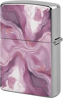 Pearl Purple Marble Lighter Case Metal for Men, Personalized Lighter Cover for Women, Reusable Lighters Holder for Dad Gift, Lightweight Lighters Sleeve for Camping