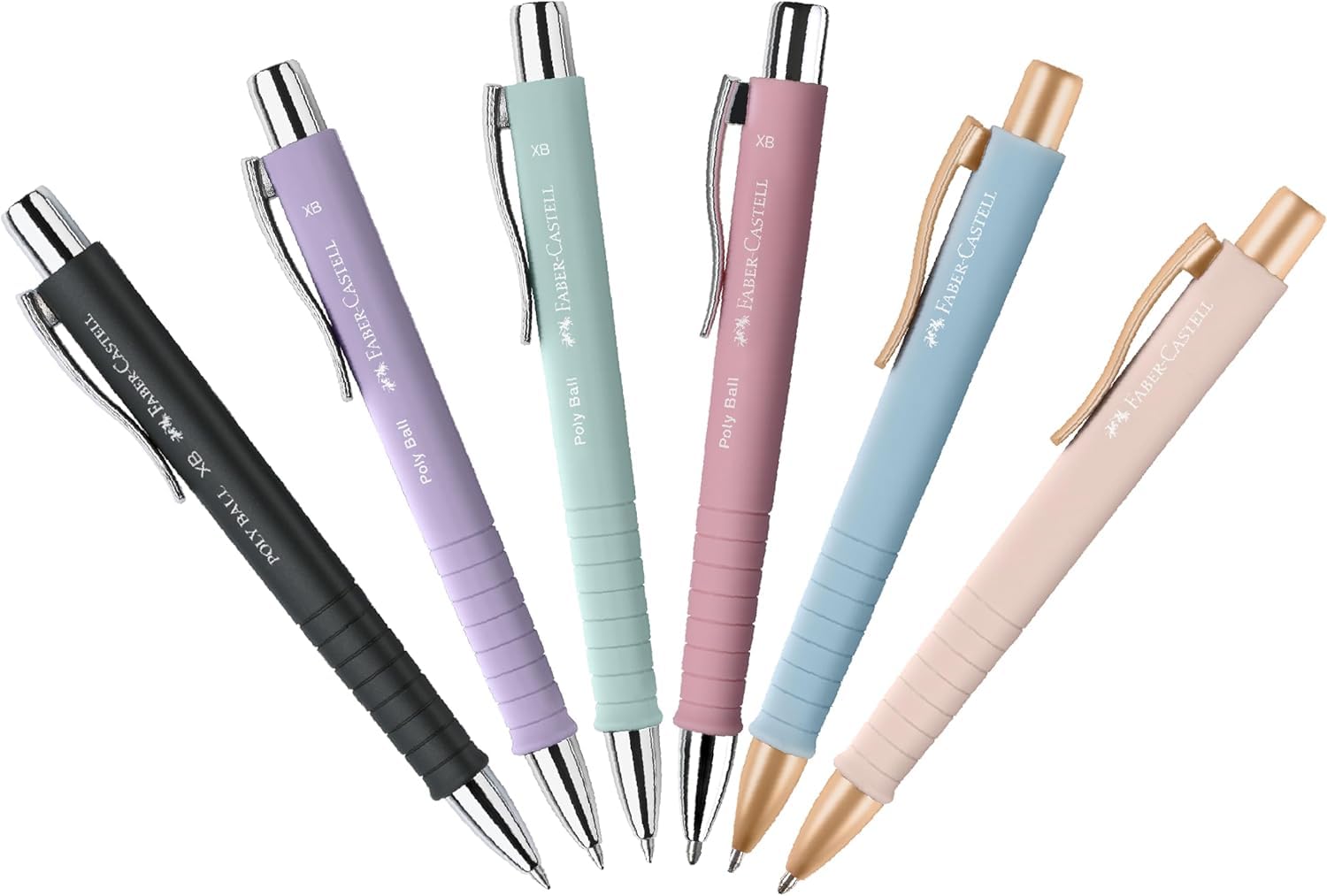 Faber-Castell 241187 - Kugelschreiber Poly Ball Urban - Palo Rosa (6 Stifte, Trendfarben)
