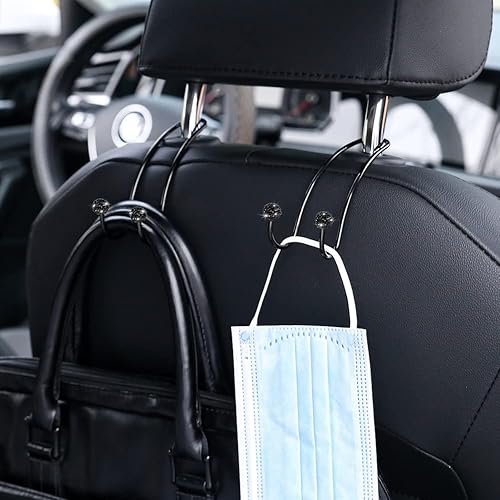 Miniatura 3 de SAVORI Ganchos de automóvil brillantes organizadores de reposacabezas de asiento fuertes y duraderos para asiento trasero, almacenamiento universal