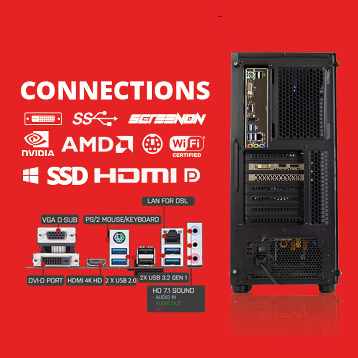Gaming PC Ryzen 5 5700G • Geforce GTX 1650 (4 GB) karta graficzna • 16 GB RAM DDR4 3200 MHz • 512 GB m.2 • Windows 11 Pro • Wi-Fi 300 Mbit/s • Komputer dla graczy z 3-letnią !