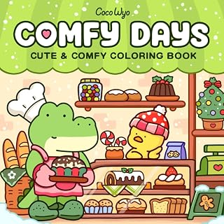 Comfy Days Coloring Book for Adults & Teens: Cute Animals in Cozy Hygge Winter Christmas Moments - 40 Relaxation Pages