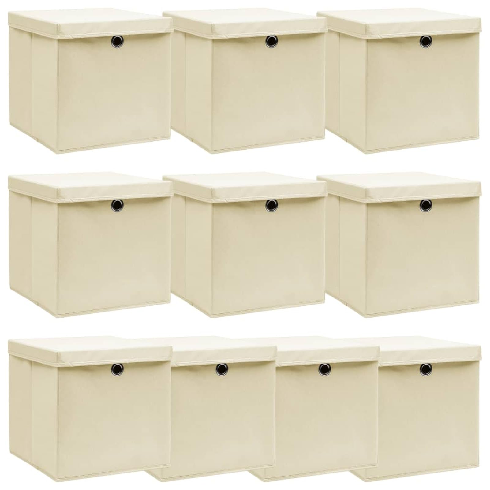 Aufbewahrungsboxen mit Deckel 10 STK Spielzeugkiste, Aufbewahrungskiste, Kleideraufbewahrung, Kleideraufbewahrung & Organisation, Creme 32x32x32 cm Stoff