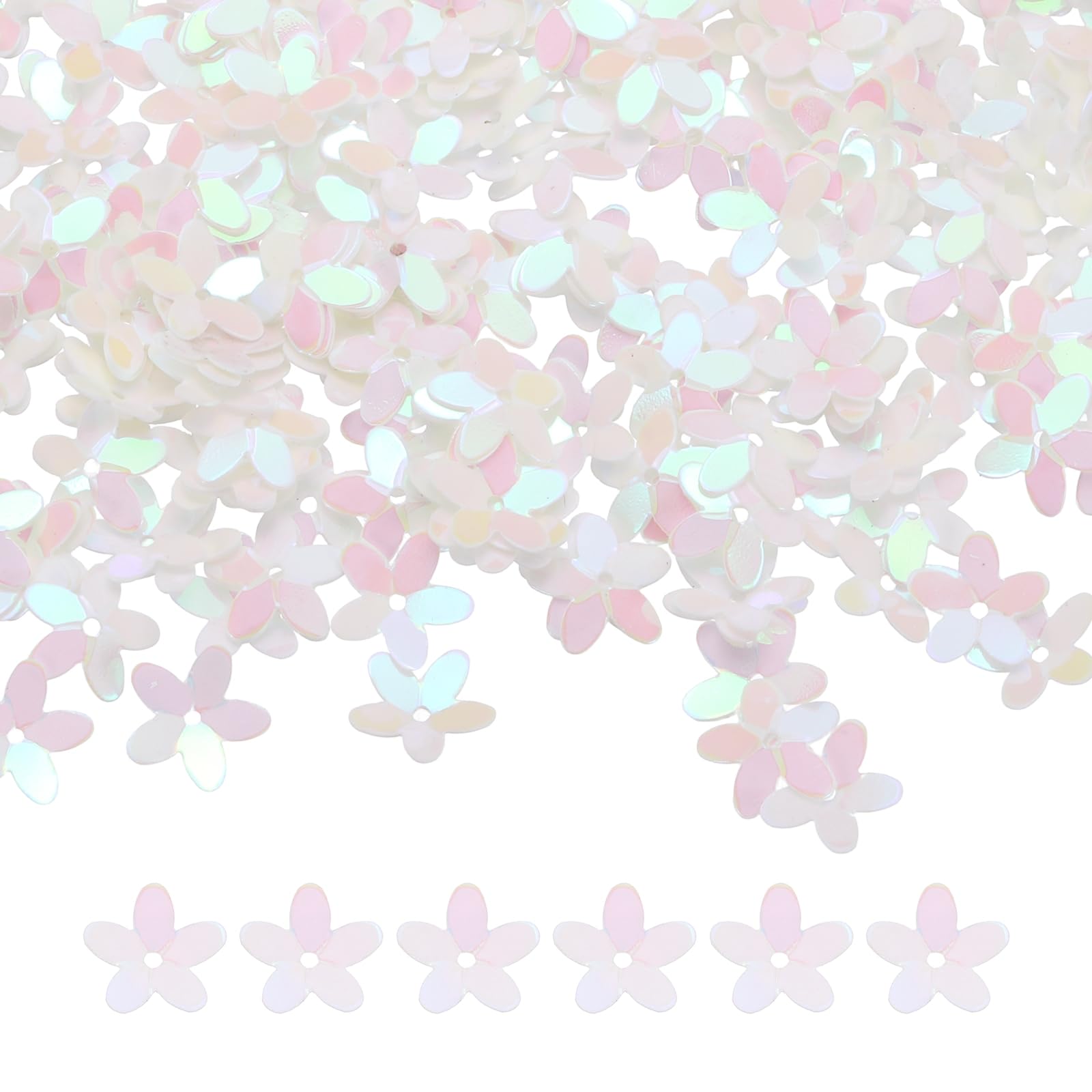 sourcing map 50 Gram Flower Loose Sequins 10mm White — image 1
