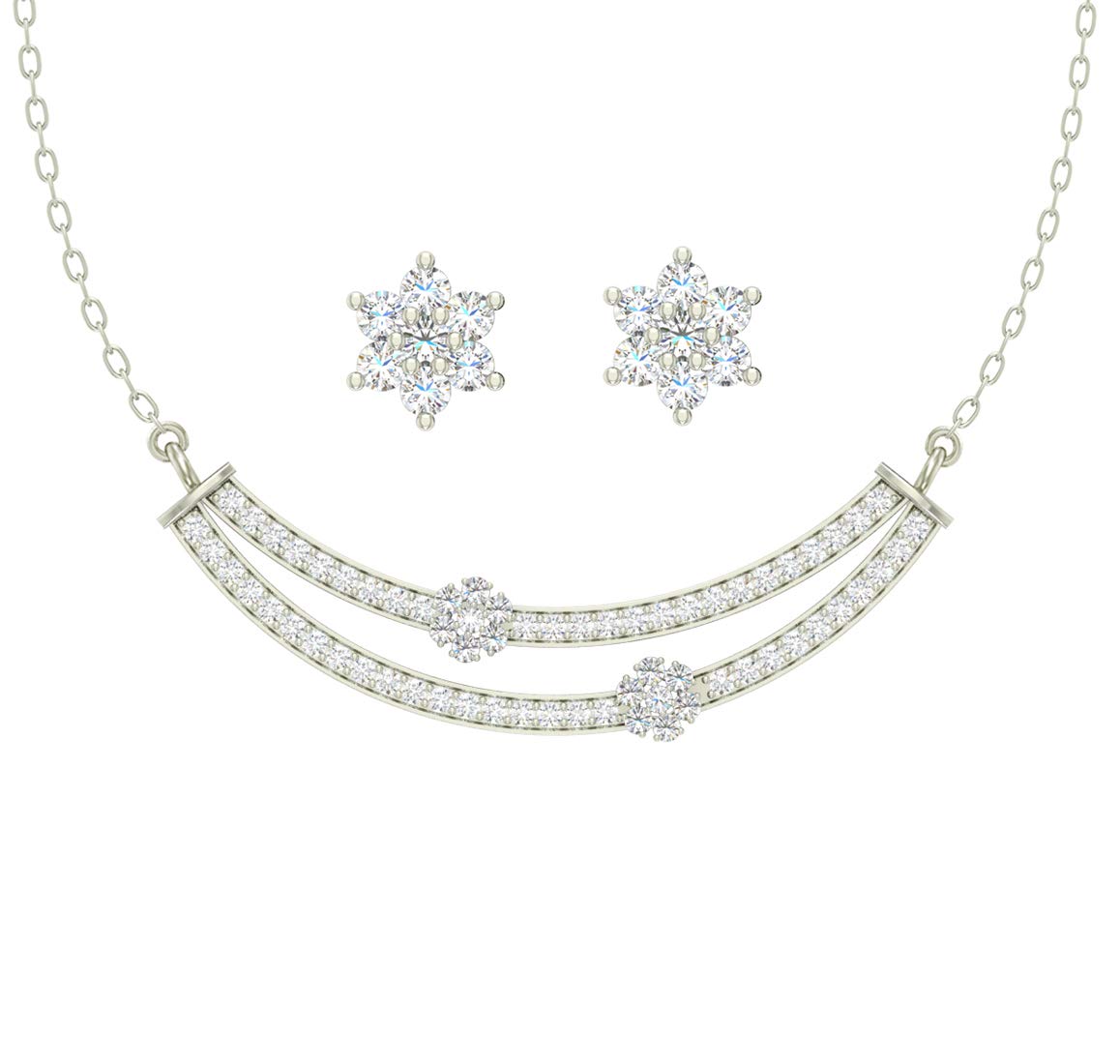 clara 925 Sterling Silver Ava Pendant Earring Chain Jewellery Set | Platinum Plated, Swiss Zirconia | Gift for Women & Girls-picture-11