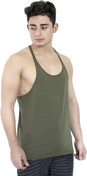 Mens Thin Strap Stringer Tank Top for Weightlifting, Bodybuilding, and Fitness Workouts, Cotton Blend