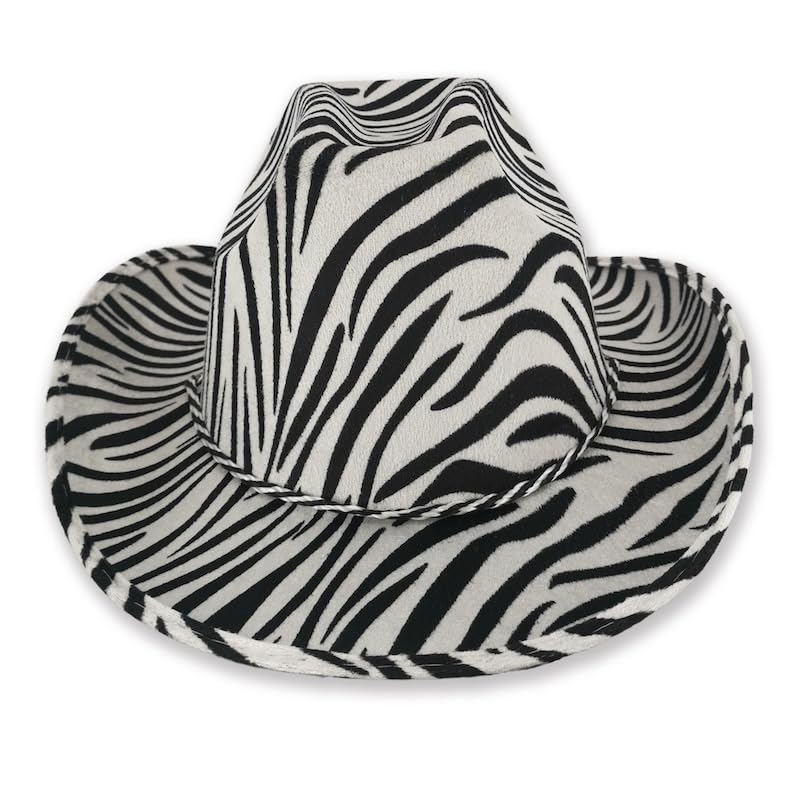 Pohotobooth Props Ltd Western Cowboy & Cowgirl Hats – One Size Fits Most – Perfect for Rodeos, Costumes, Festivals, Parties & Country-Themed Outfits (Zebra Print) — image 1