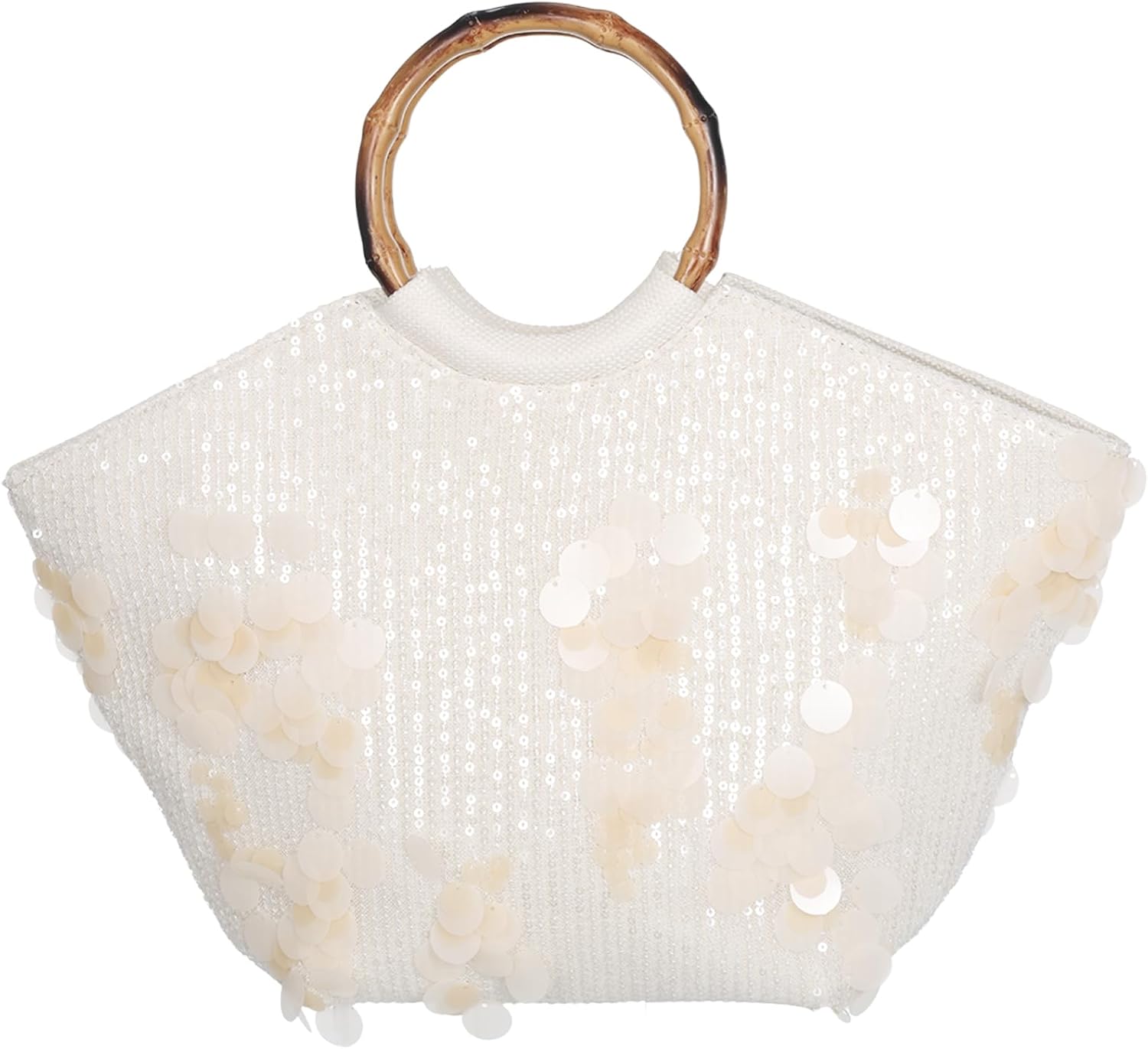 Sequin Resort Tote Bag for Women, Elegant Beach & Vacation Handbag with Bamboo-Style Handle, Large Summer Tote for Travel, Party & Everyday Use