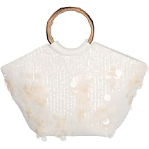 Sequin Resort Tote Bag for Women, Elegant Beach & Vacation Handbag with Bamboo-Style Handle, Large Summer Tote for Travel, Party & Everyday Use