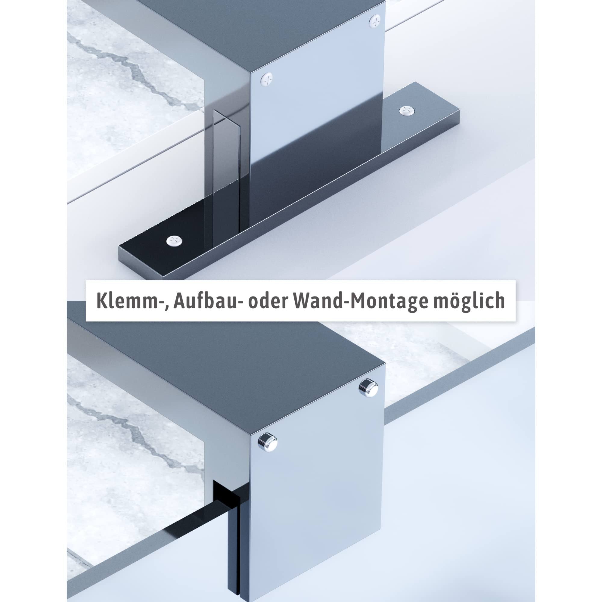 SSC-LUXon LINA Spiegelleuchte Bad 50cm LED warmweiß 230V – Badezimmer Lampe Spiegellampe silber glänzend 3-in-1 Spiegelbeleuchtung Möbelleuchte Spiegelschrank