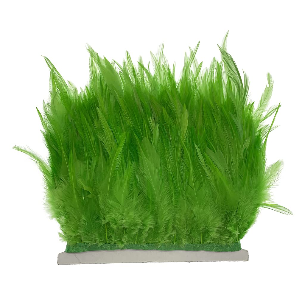 2Yard Lime Green Rooster Hackle Feather Fringe Trim 4-6inch in Width for DIY Costume Sewing Craft Decor Dress Accessories Party Supplies Festival Outfits