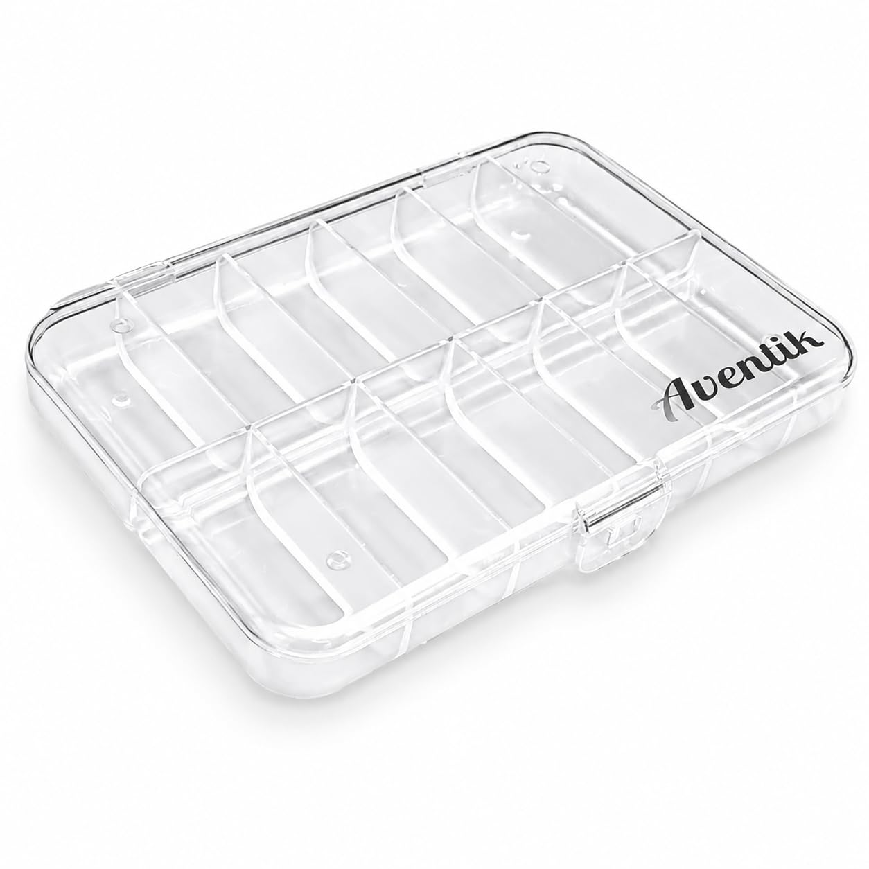 Aventik Clear Polycarbonate Fly Fishing Fly Box Hook Box Multi-compartment Pocket Size 7.52X5.24X1.08inch Fishing Tackle(12C)