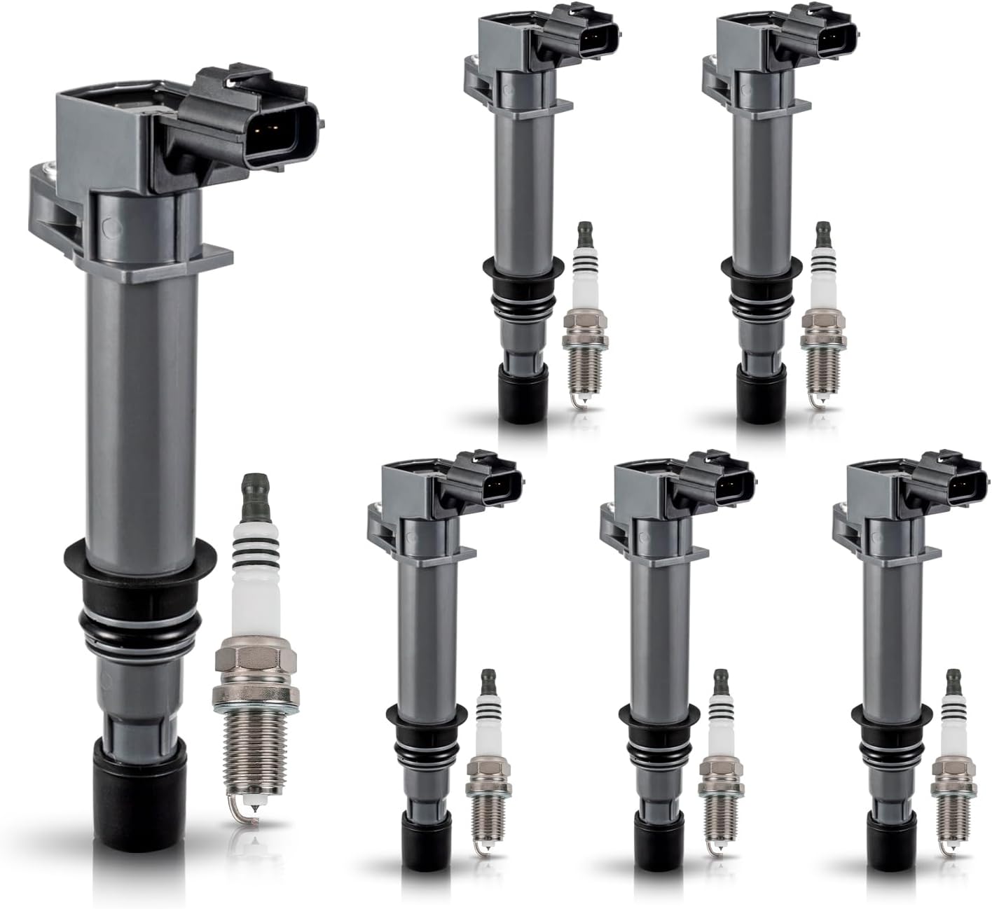 ENA Pack 6 UF270 Ignition Coil and 4504 Spark Plugs 3.7 V6 2002 2003 2004 2005 2006 2007 2008 Compatible with Dodge Jeep Mitsubishi Liberty Grand Cherokee Raider Commander Nitro Durango Dakota