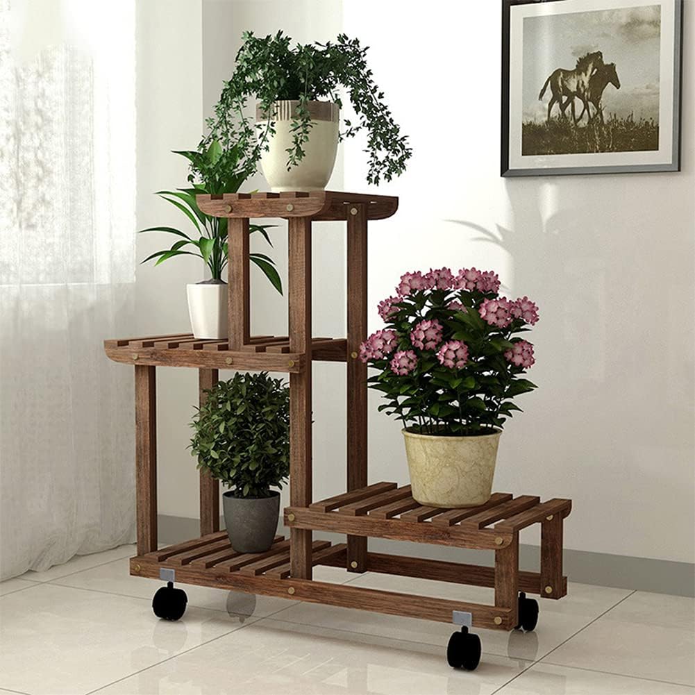 植物 スタンド ベランダ 花台 フラワースタンド 木製 フラワーラック 花瓶台 鉢置き台 花ポットホルダ ランキング総合1位 植木鉢スタンド 室内 屋外 アンティーク風 真ん中世紀 観葉植物 玄関置物ラック 飾り台