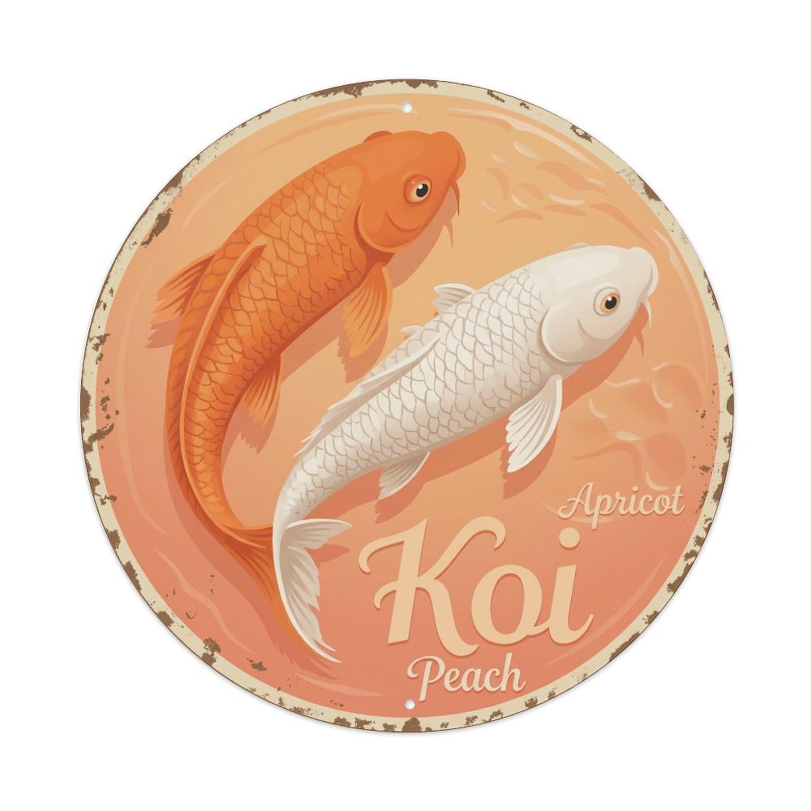 Koi Fish Apricot Peach Waters Soft Orange Warm Sweet Metal Tin Sign