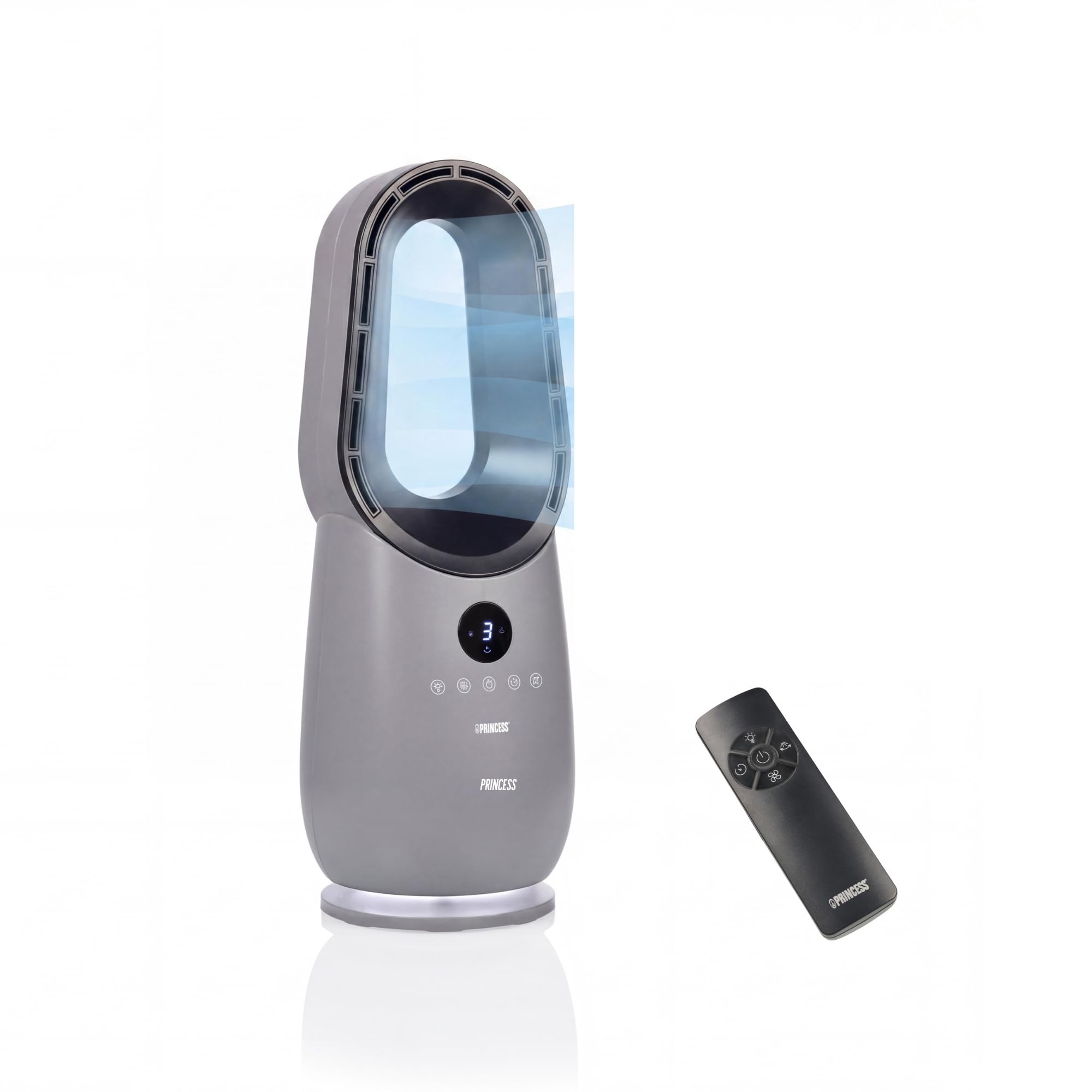 Princess Ventilatore senza pale – 60 W – Luce d’ambiente – Basso consumo – Oscillazione a 75° – 3 velocità – 351582