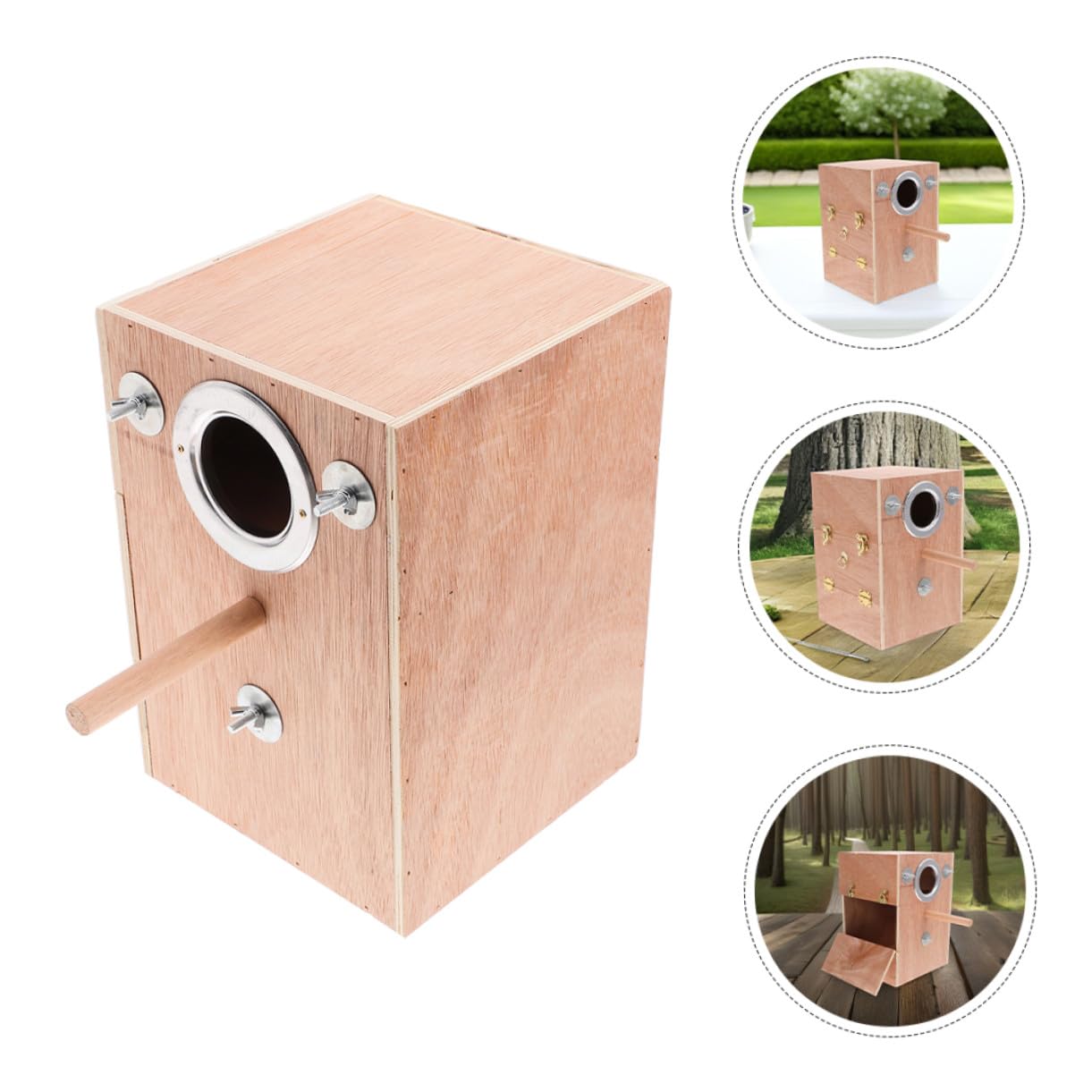 Caja de Cría de Madera para Periquitos con Ventana Abatible y Soporte Perchero Diseño Colgante Externo Que Ahorra para Cría de y Agapornis para Invierno