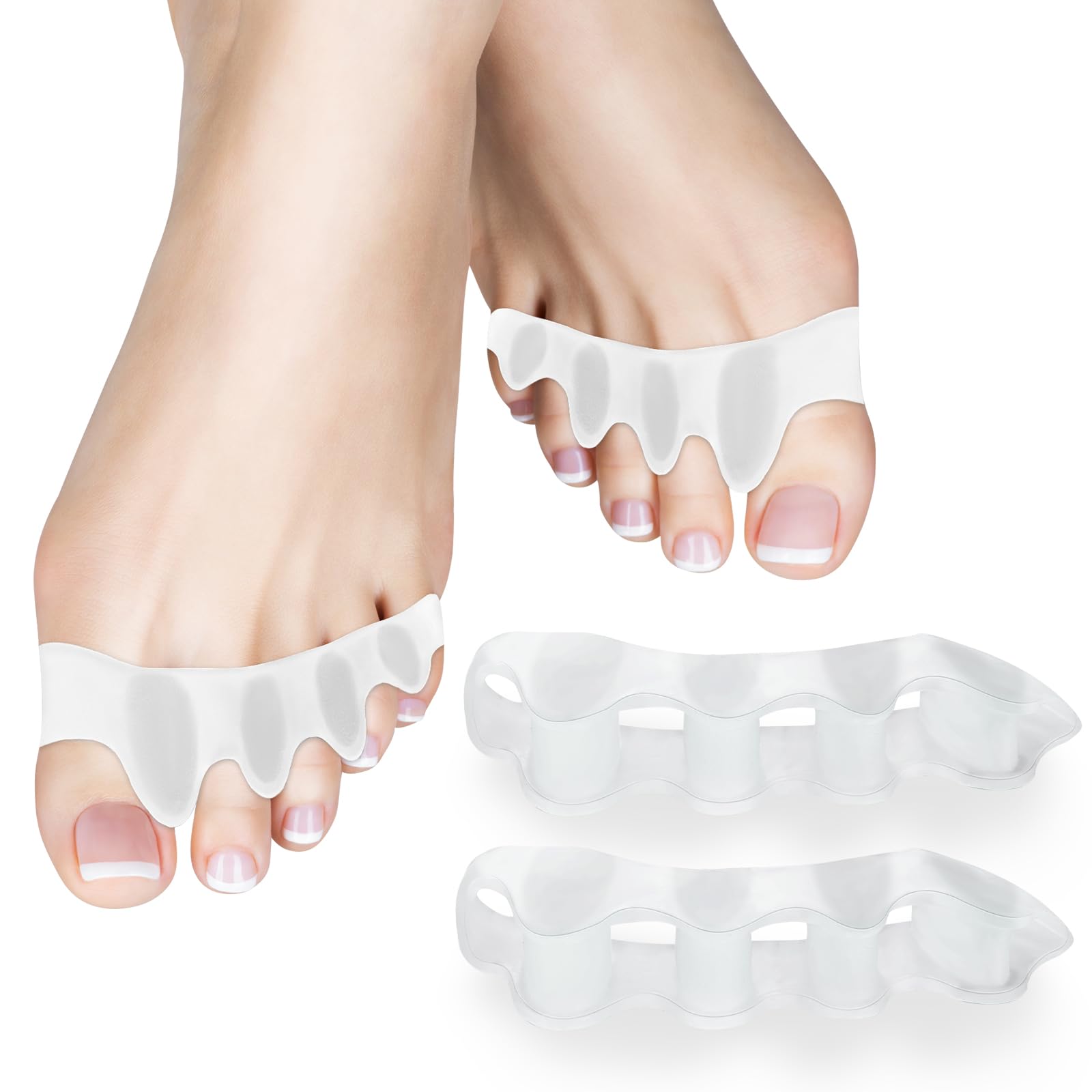 SUNFATT Zehenspreizer [4 Stück] – Premium Silikon Zehentrenner gegen Hallux Valgus, Hammerzehen & Ballenzehen – Orthopädische Zehenkorrektur zur Schmerzlinderung & Entspannung – Soft-Gel, Waschbar