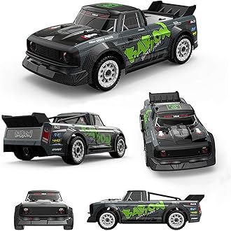 fisca 1/16 Remote Control High Speed Car, 4WD RC Drifting Racing Cars Fast 20MPH Truck 2.4Ghz Off-Road 4X4 Buggy Car Speed & Steering Control Vehicle Toy with Lights for Kids and Adults, Black