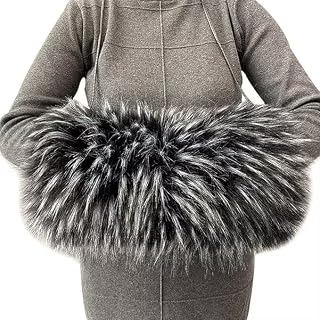 Women's Winter Faux Fur Hand Muffs for Women Winter Warm Arm and Hand Warmer with PU Leather Strap for Bride Wedding Party