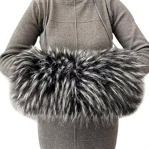 SlenyuBridal Faux Fur Hand Muffs Women Winter Warmer Fuzzy Pouch Furry Plush Arms Warmer Thickened Muffler Wedding Girl Kids Elegant Luxury Chic Fashion Party Festival Activity Black