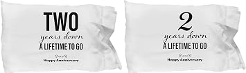 DesiDD 2nd Wedding Anniversary 2 Years Couples Pillowcases Gift for Him Her - Unique Pillow Case Set of 2 Standard for Husband Wife Boyfriend Girlfriend
