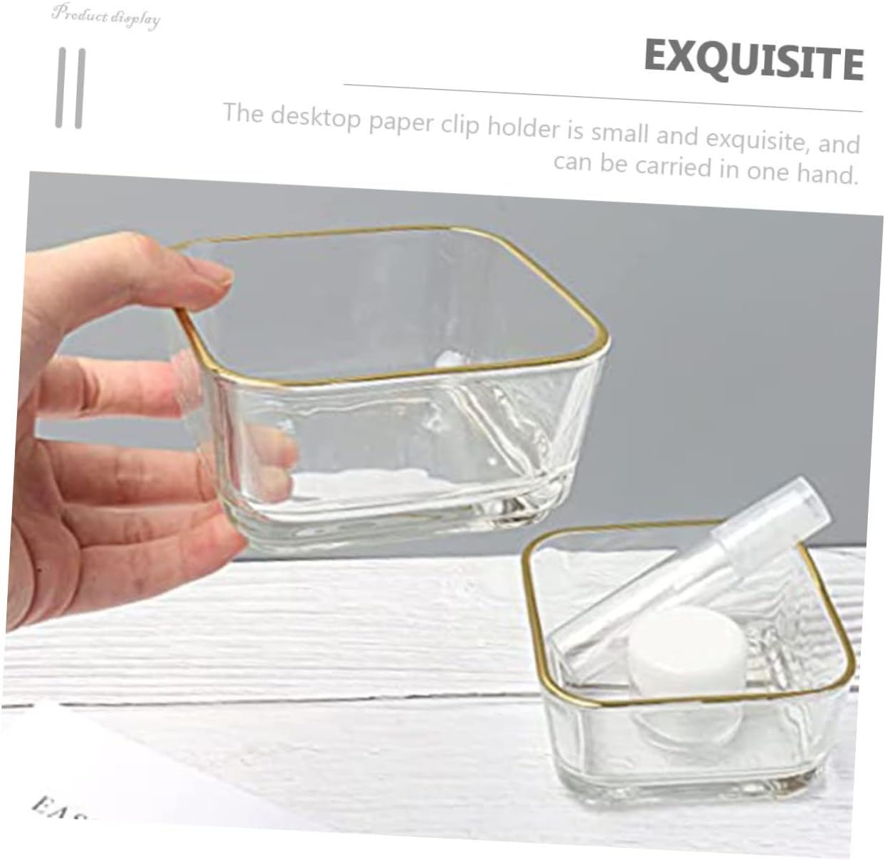 Paper Clip Dispenser Elegant Trim Versatile Glass Bowl Organizer for Office Desk Accessories for Paper Clips