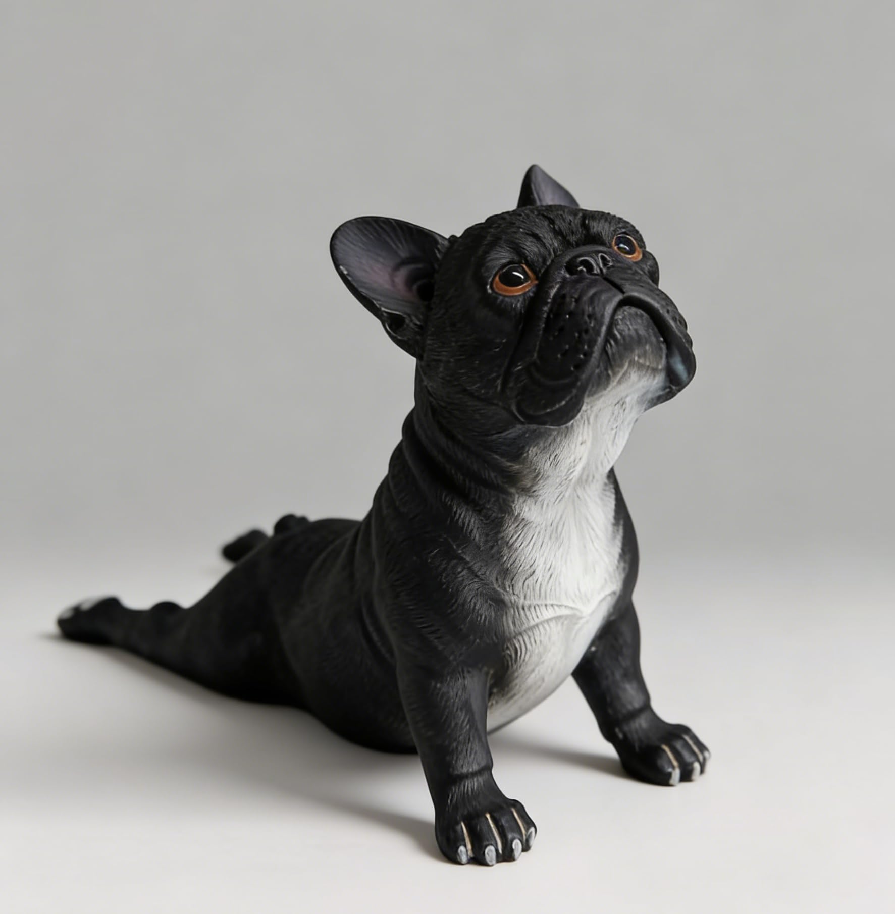 Dog Collection- French Bulldog Statue Bulldog Figurine Small Bulldog Loss Sypmpathy Gift,Lying (Black)