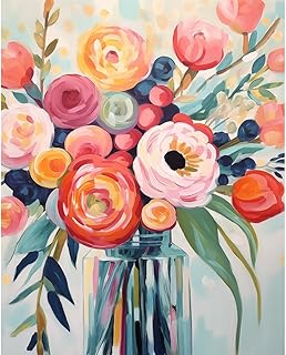 Natuyalo Flowers Paint by Numbers Kit for Adults - Flowers in a Vase Paint by Number on Canvas Without Frame, DIY Acrylic Painting for Ideal Gift Home Wall Decor (16x20 Inch)