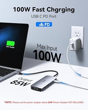 USB C Docking Station Dual DisplayPort Monitor, USB C Hub DisplayPort with 2 DP, HDMI, VGA, 100W PD Charging, USB-A/C 2.0 Ports - Multi Monitor Adapter for Dell, HP, Lenovo and More