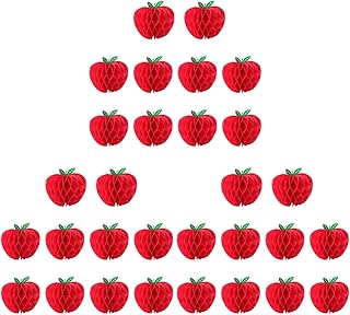 SEWACC 30pcs 10cm Honeycomb Tissue Paper Apple Hanging Paper Apple Fruit Decoration Paper Honeycomb Balls for School Garden Baby Shower Birthday Party Decorations