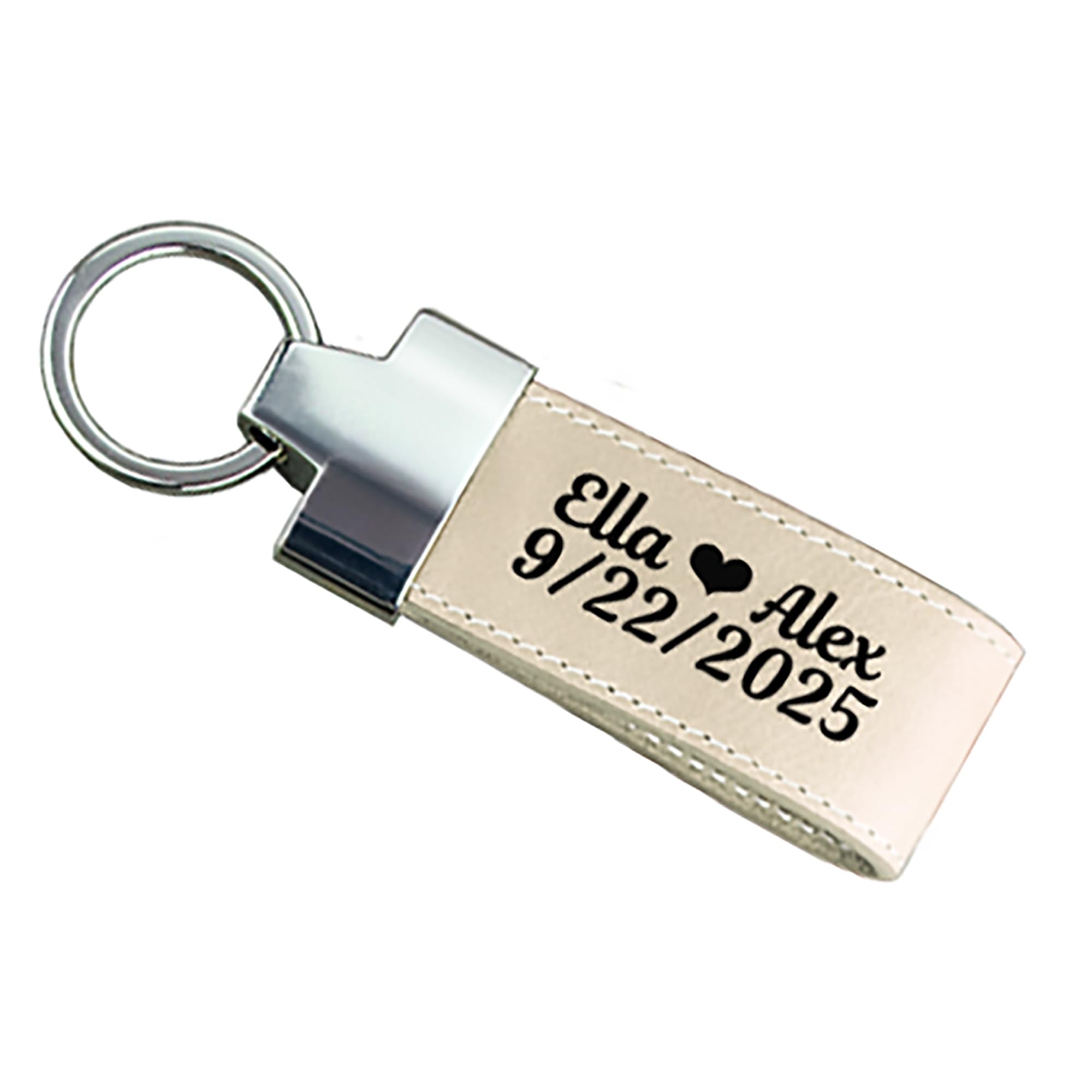 Personalized Key Chains with Names, Dates, or Photo • Premium Leather Custom Keychain • Drive Safe Keychain for Him or Her