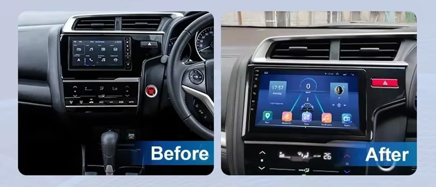 Autoradio Double DIN Android 15 avec écran Tactile 9 Pouces, Navigation GPS, Radio FM Bluetooth, caméra de recul, Ventilateur, Mirror Link et Lecteur multimédia pour Honda Fit Jazz 2014-2017.