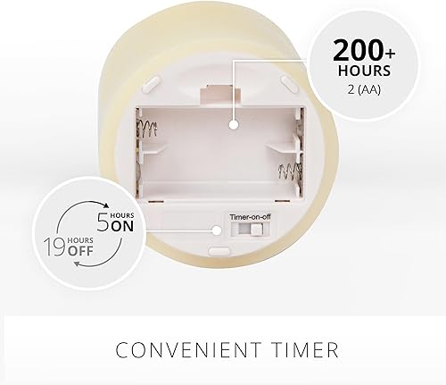 Miniatura 6 de Luminara Paquete de 4 velas LED sin llama móvil, borde festoneado, cera real, sin perfume, marfil (4.5 pulgadas)