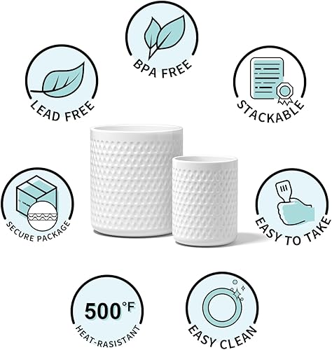 Miniatura 7 de Paquete de 2 organizadores de cerámica para utensilios, soporte grande para espátula, decoración de cocina de granja para cubiertos, cucharas y